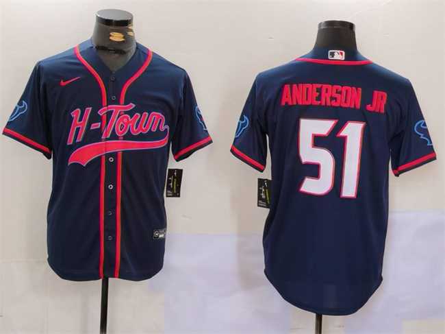 Men%27s Houston Texans #51 Will Anderson Jr. Navy With Patch Cool Base Stitched Baseball Jerseys->kansas city chiefs->NFL Jersey
